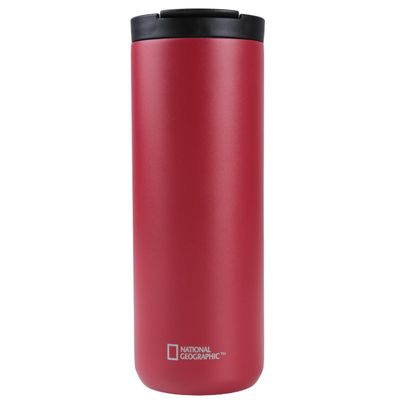 Mug Acero Inoxidable Tapa Flip Antideslizante 500ml Rojo