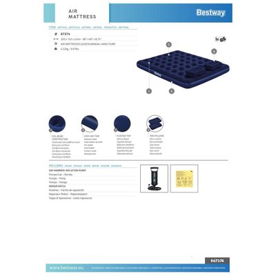 Imagen 2 del producto Colchón Inflable Queen + Inflador + 2 almohadas Bestway