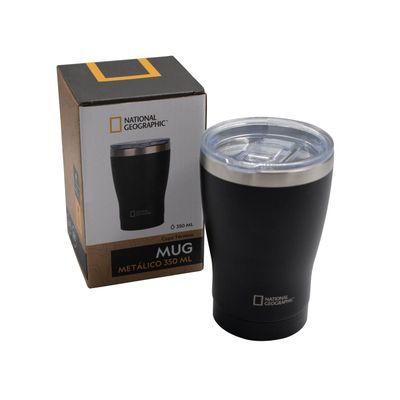 Mug Acero Inoxidable Tapa Transparente Rosca 350ml Negro