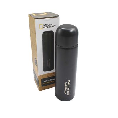 Termo Bala Metálico Negro 500ml National Geographic