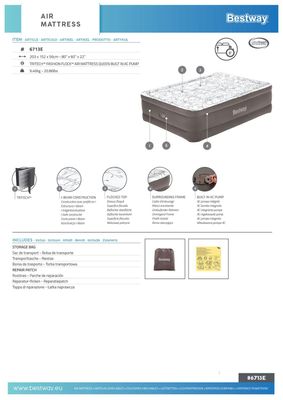 Imagen 2 del producto Colchón Inflable Eléctrico Queen 2.03Mx1.52Mx56 CM Bestway