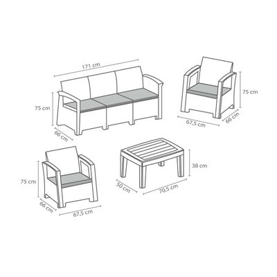 Imagen 2 del producto Juego Set Terraza Milano 4 Piezas Con Cojín Northwest