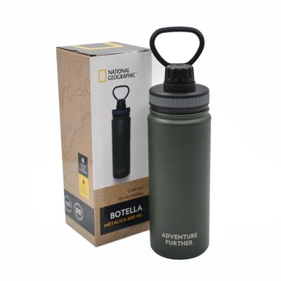Botella Metálica Térmica Insulada 600ml Verde NatGeo