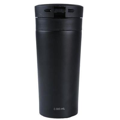 Mug Acero Inoxidable Tapa Con Pulsador y Antideslizante 380ml Negro