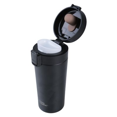 Imagen 2 del producto Mug Acero Inoxidable Tapa Con Pulsador y Antideslizante 380ml Negro