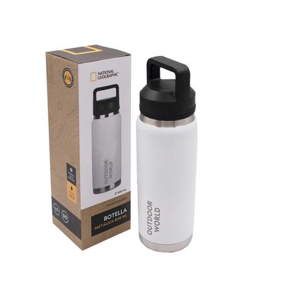 Botella Metálica Térmica Doble Boca Ajustable Angosta y Ancha 800ml Blanco