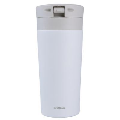 Mug Acero Inoxidable Tapa Con Pulsador y Antideslizante 380ml Blanco
