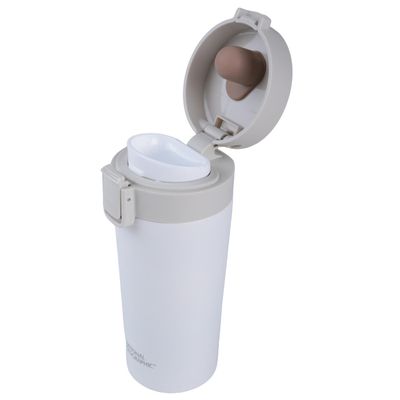 Imagen 2 del producto Mug Acero Inoxidable Tapa Con Pulsador y Antideslizante 380ml Blanco
