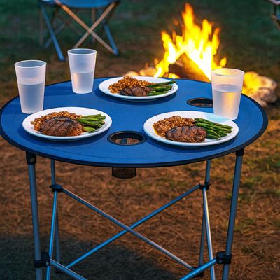 Imagen 2 del producto Mesa Plegable Camping Serengeti con Posavasos Gris Natgeo