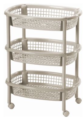 Carro verdulero plastico Oval Taupe 3 canastos Rimax