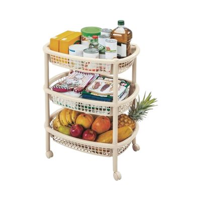 Imagen 2 del producto Carro verdulero plastico Oval Taupe 3 canastos Rimax