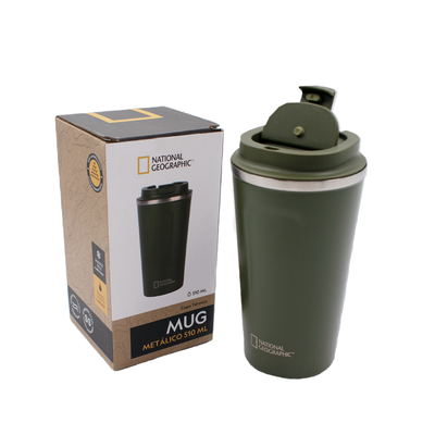 Mug Acero Inoxidable Tapa Flip Antideslizante 500ml Verde
