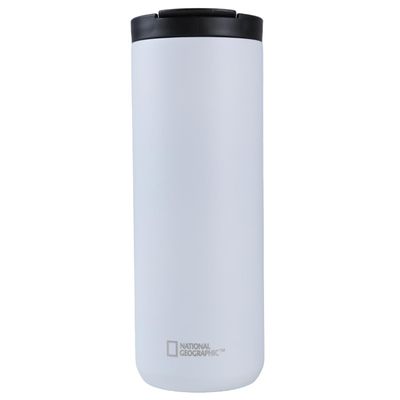 Mug Acero Inoxidable Tapa Flip Antideslizante 500ml Blanco