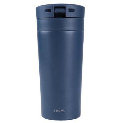 Mug Acero Inoxidable Tapa Con Pulsador y Antideslizante 380ml Azul