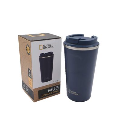 Mug Acero Inoxidable Tapa Flip Antideslizante 500ml Azul