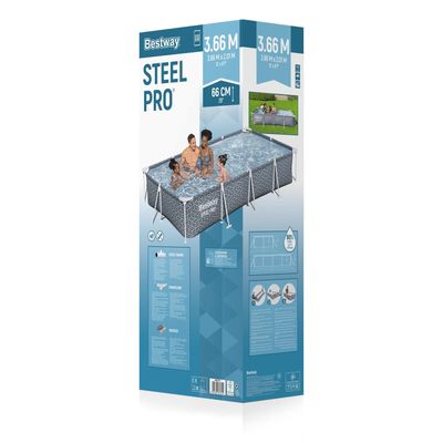 Imagen 2 del producto Piscina Bestway Rectangular SteelPro Diseño 3.66mX2.01mx66cm