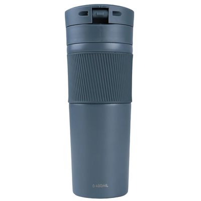 Imagen 2 del producto Mug Acero Inoxidable Tapa Con Pulsador y Antideslizante 480ml Gris