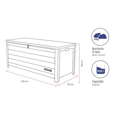 Imagen 2 del producto Baúl Bodega Caja Almacenaje 830L Gris Northwest