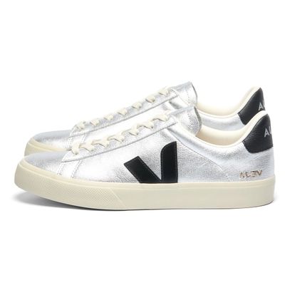 Zapatillas Mujer Veja Campo Leather Plateado/Negro