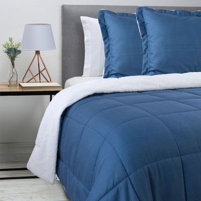 Imagen 2 del producto PLUMON ESTAMPADO CON SHERPA 2 PLAZAS AZUL