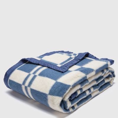 Frazada Lana Classic Escocesa Azul 50% Lana 1.5 Plazas