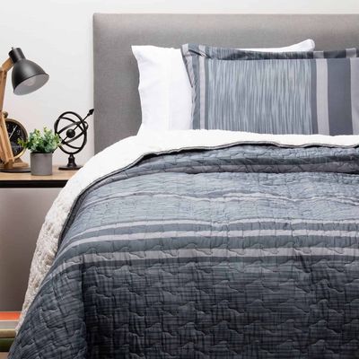 Cubrecama Sherpa Estampado Single - Gris