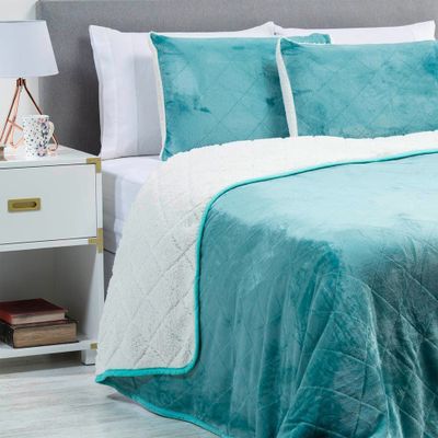 Imagen 1 del producto Cubrecama Flannel Sherpa Turquesa SINGLE