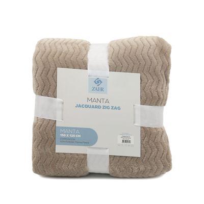 MANTA JAQUARD ZIGZAG BEIGE 125 X 150 CM