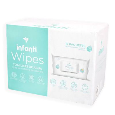 Imagen 2 del producto Wipes Toallas Húmedas Water Infanti - Caja 12 paquetes 960 unidades