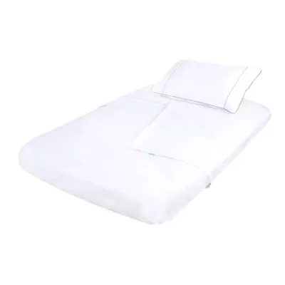 Sábanas Para Cunas Playard Lisa Blanca Borde Gris