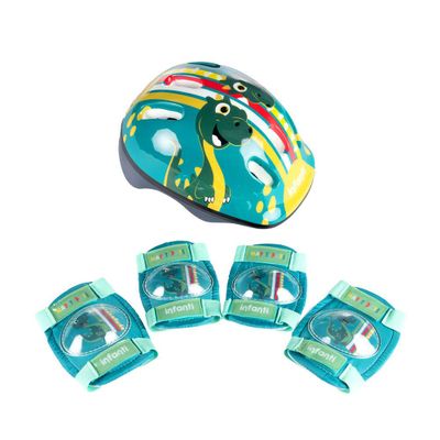 Set de Casco y Rodilleras Green Infanti