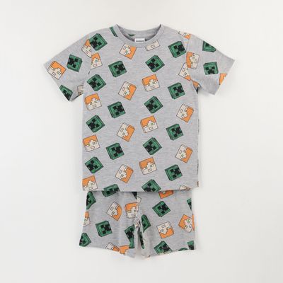 Imagen 1 del producto Pijama Corto Niño Gris Full Print Creeper Alex Minecraft