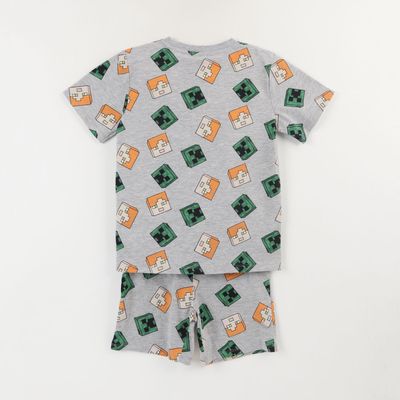 Imagen 2 del producto Pijama Corto Niño Gris Full Print Creeper Alex Minecraft