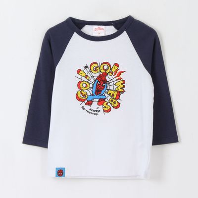 Polera Manga Larga Niño Go Go Webs Spiderman Blanco Marvel