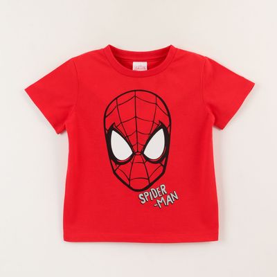 Polera Manga Corta Niño Rojo Spiderman Face Marvel