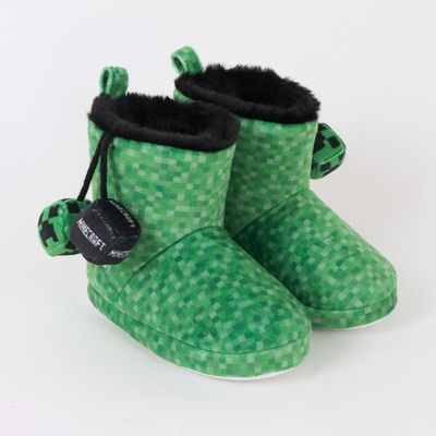 Imagen 2 del producto Pantufla Bota Niño Invernal Pompones Verde Minecraft