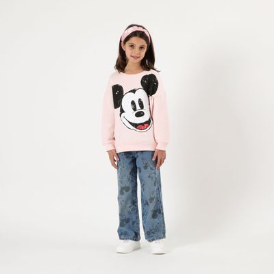 Poleron Cerrado Niña Mickey Happy Rosado Disney