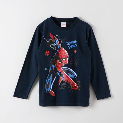 Polera Manga Larga Niño Spiderman #Superhero Azul Marvel