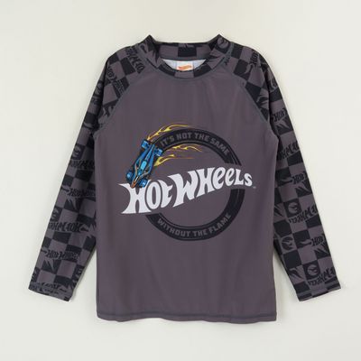 Polera UV Manga Larga Niño Negro Logo Hot Wheels