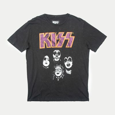 Polera Hombre Kiss Caras Gris