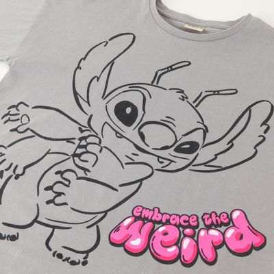 Imagen 2 del producto Polera Manga Corta Niña Lilo & Stitch Acid Wash Gris Disney