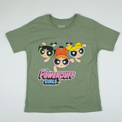 Poleras Manga Corta Mujer Volando Verde Chicas Superpoderosa