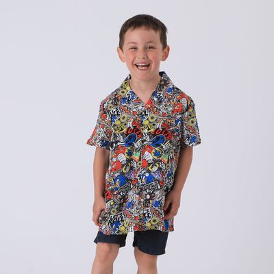 Guayabera Niño Azul Full Print Lets Roll Sonic