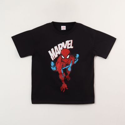 Polera Manga Corta Niño Negro Spiderman Marvel