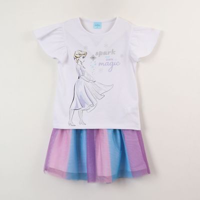 Conjunto Tull Niña Frozen Elsa Sparks Blanco Disney