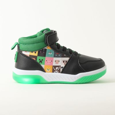 Zapatilla Con Luces Niño Cube Negro Minecraft