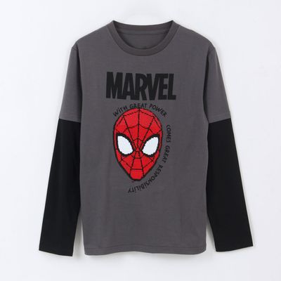 Imagen 1 del producto Polera Doble Manga Niño Spiderman Face Gris Marvel