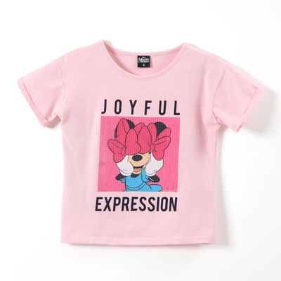 Polera Manga Corta Niña Joyful Expresion Minnie Rosado Disney