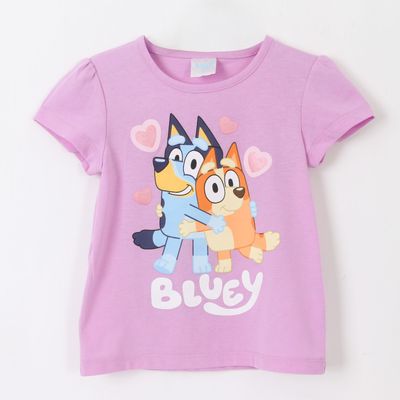 Polera Manga Corta Niña Lila Bingo & Bluey