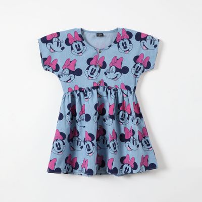 Vestido Niña Caras Minnie Denim Azul Disney